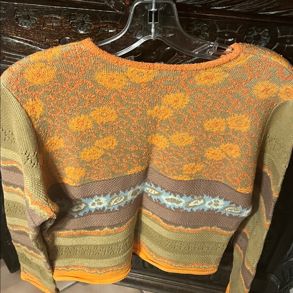 Oilily V-Neck Sweater - Orange and Brown Floral - Picture 4 of 4